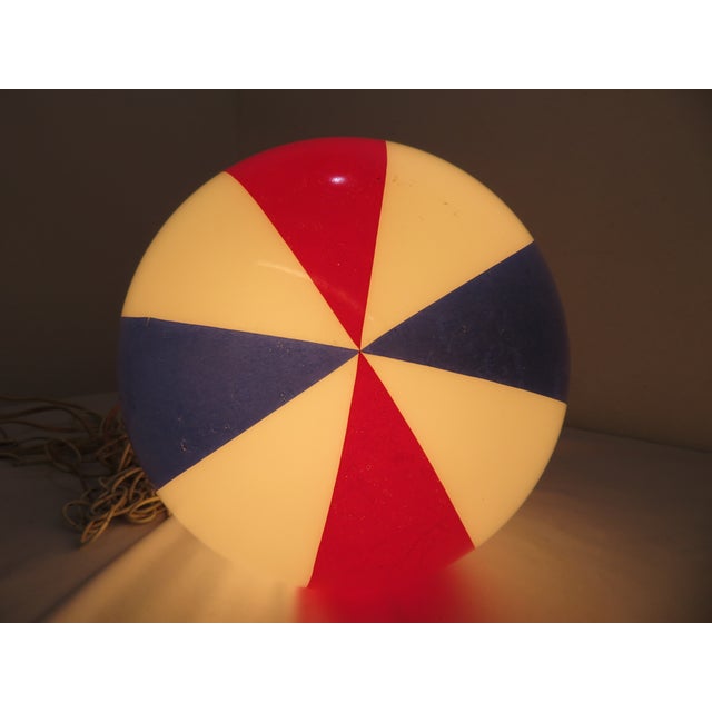 Mid-Century Modern Vintage Barbershop Pendant Lamp 10" Glass Globe ~ Beach Ball ~ Circus ~ Mid Century Ceiling Light For Sale - Image 3 of 17