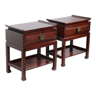Pr. Asia Modern Hollywood Regency Style Night Tables by Rasmussen After James Mont For Sale
