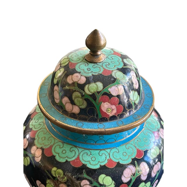 Chinoiserie Cloisonné Covered Ginger Jar For Sale In New York - Image 6 of 10