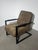 Industrial Lounge Chair with Taupe Upholstery & Black Metal Frame For Sale - Image 4 of 5