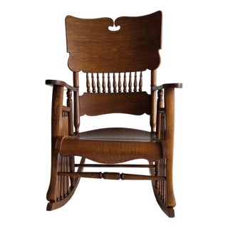 Late Victorian Oak Rocking Chair, Early 20th Century For Sale