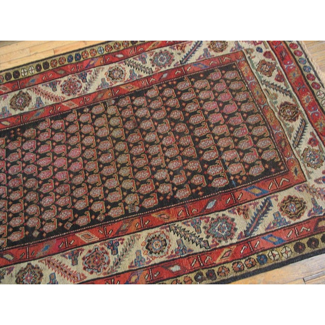 1900s Brown Paisley Tribal Antique Persian Kurdish Rug 4'2"x 7'6" Handknotted Wool Carpet For Sale - Image 4 of 6