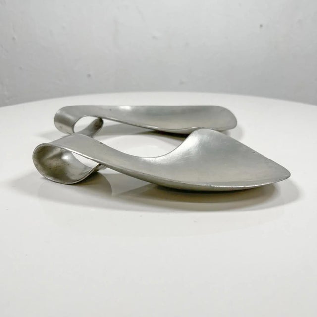 1970s Modernist Pewter Salad Serving Utensils by Shirley Charron Mid Century Mod For Sale In San Diego - Image 6 of 13