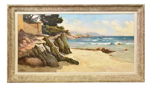 Luigi Lanza, Cote d'Azur Seascape, Early 20th Century, Oil Painting