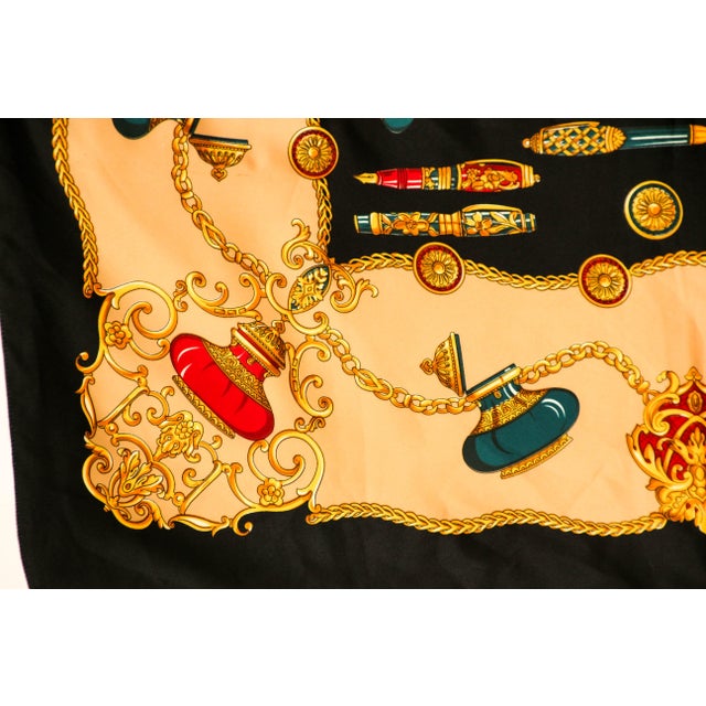 Vintage Italian Scarf Shawl with Luxury Writing Instruments Italy For Sale - Image 4 of 12