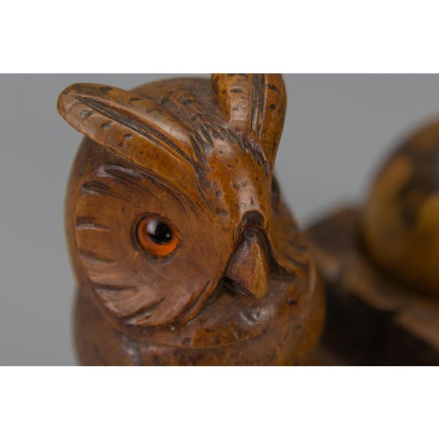 Hand-Carved Wooden Inkwell or Pen Stand with Owl Figure, 1920s For Sale - Image 4 of 18