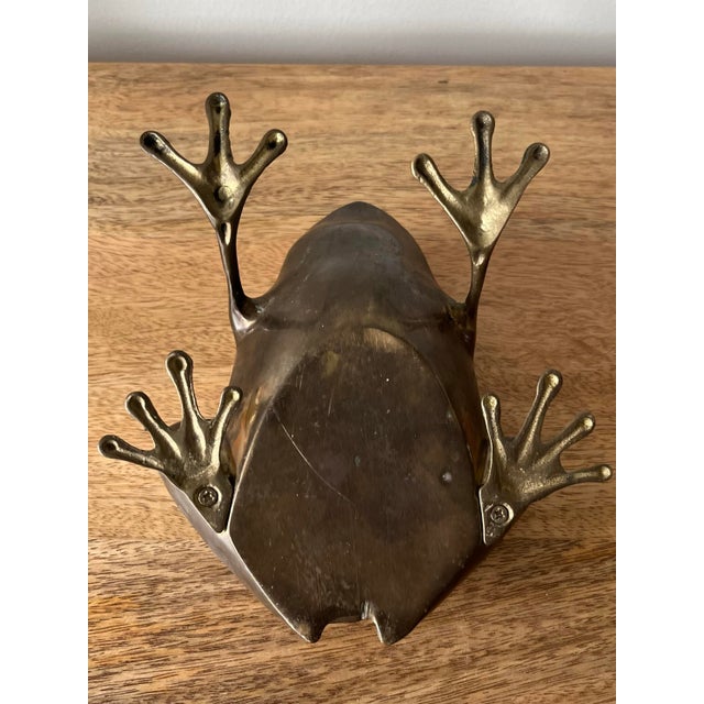 Vintage Mid-Century Large Brass Frog Figurine For Sale - Image 9 of 9