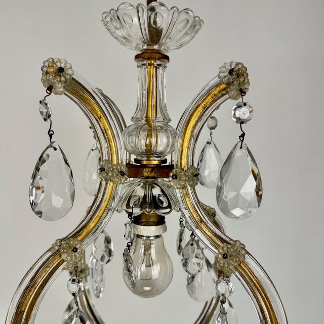 Small Maria Theresa Style Crystal Chandelier from Salviati, Italy, 1930s For Sale - Image 11 of 12