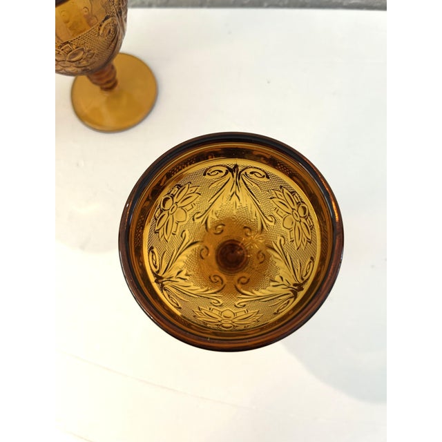 1970s Vintage Indiana Glass Amber Tiara Goblets, Set of 4 For Sale - Image 5 of 5
