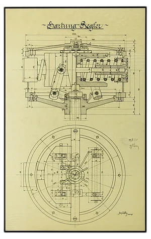 Original Technical Drawing of Hartungs Regulator, 1925