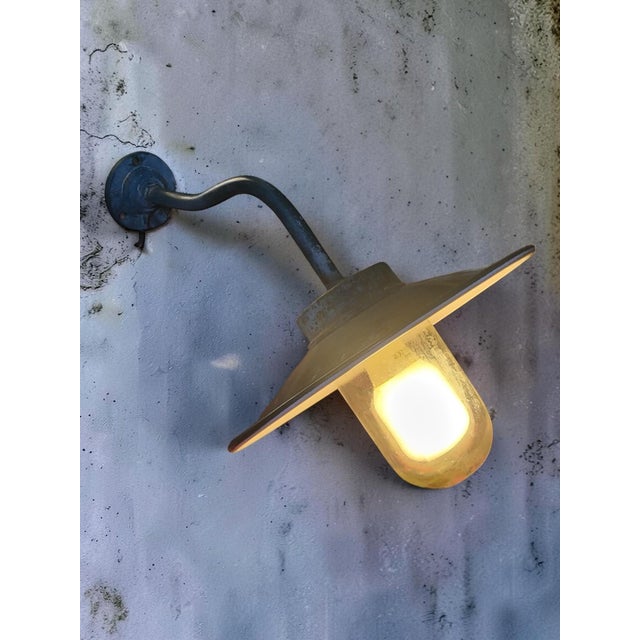 1980s Industrial Outdoor Wall Light in Glass and Metal, 1980s For Sale - Image 5 of 6