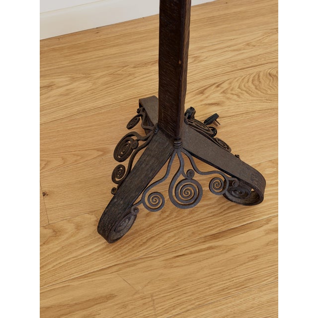 French Hand Hammered Iron Art Deco Floor Lamp For Sale - Image 4 of 4