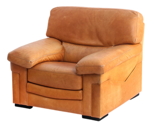 Camel-Colored Leather Armchair from Roche Bobois, France, 1980s