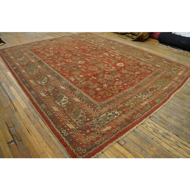 Soft Rustic Red Antique Tribal Allover Design Antique Turkish Ghiordes Oushak Rug For Sale - Image 11 of 12