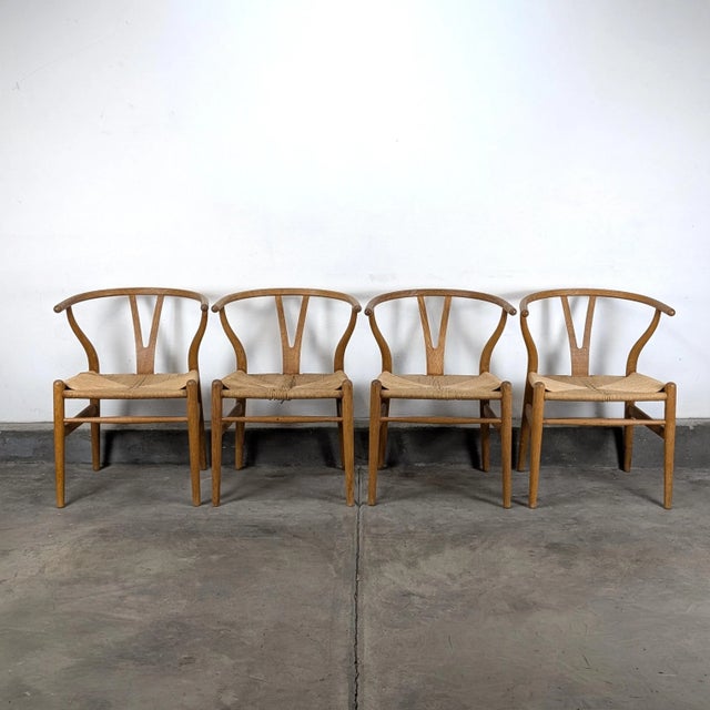 Set of 4 Mid Century “Wishbone” Chairs by Hans J. Wegner for Carl Hansen, C1970 For Sale - Image 9 of 18