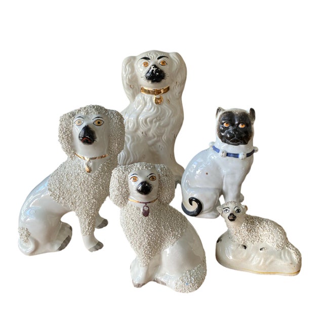 Ceramic Antique 19th Century Staffordshire Resting White Lamb With Porcelain Confetti Fur For Sale - Image 7 of 8