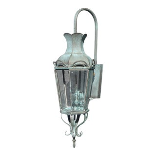 Vintage New Outdoor Wall Light Fixture Green Sconce Lantern Style For Sale