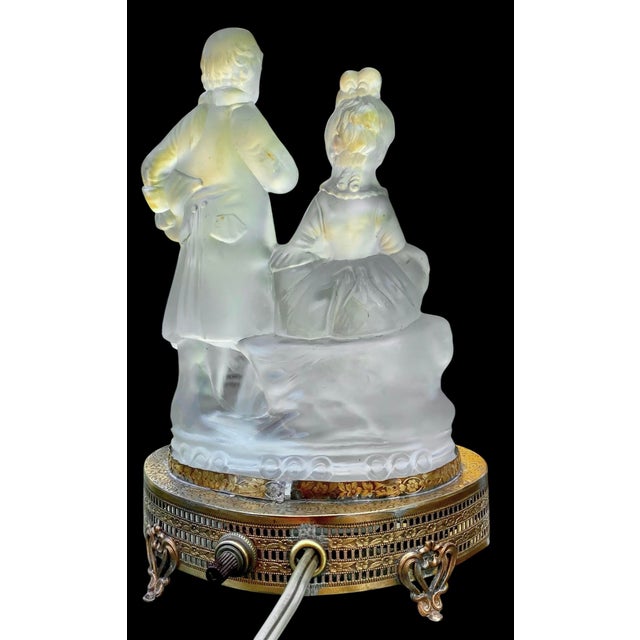 Art Deco Vintage 1930’s Frosted Glass Figural Vanity Lamp For Sale - Image 3 of 14