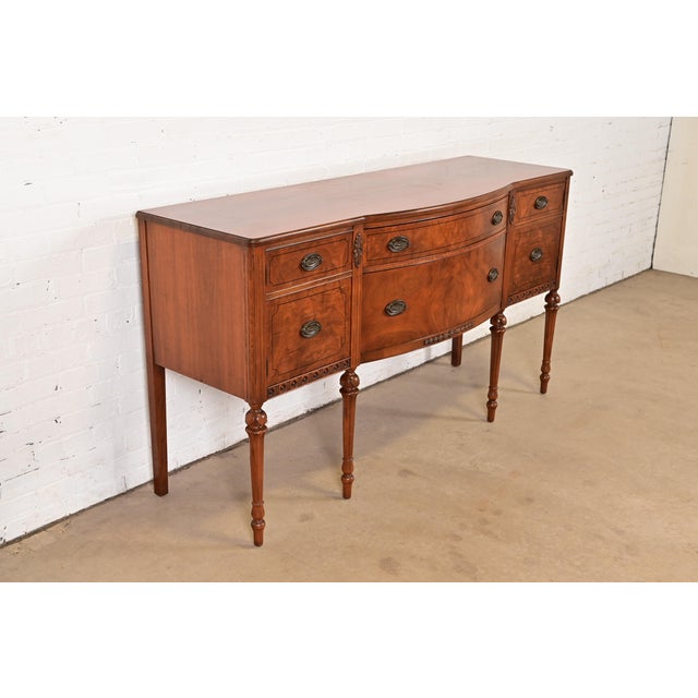 Baker Furniture Company Baker Furniture Style French Regency Louis XVI Burled Walnut Sideboard Buffet, Circa 1940s For Sale - Image 4 of 17