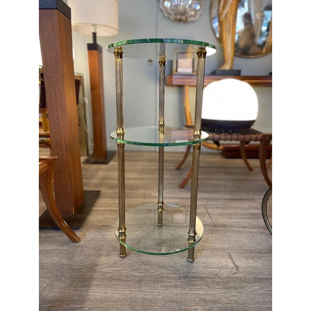 Glass and Brass Side Table, 1950s For Sale - Image 4 of 13