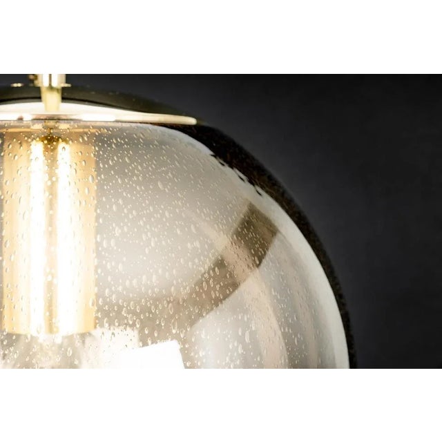 Large Brass with Smoked Glass Ball Pendant from Limburg, Germany, 1970s For Sale - Image 4 of 10