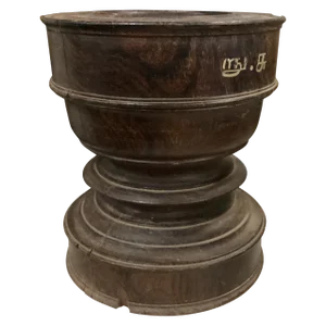Early 20th Century Tropical Hard Wood Mortar From India in Medium Brown