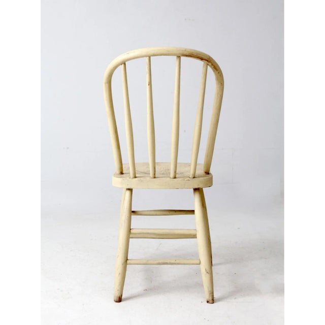 Cream Antique Painted Bow Back Spindle Chair For Sale - Image 8 of 12