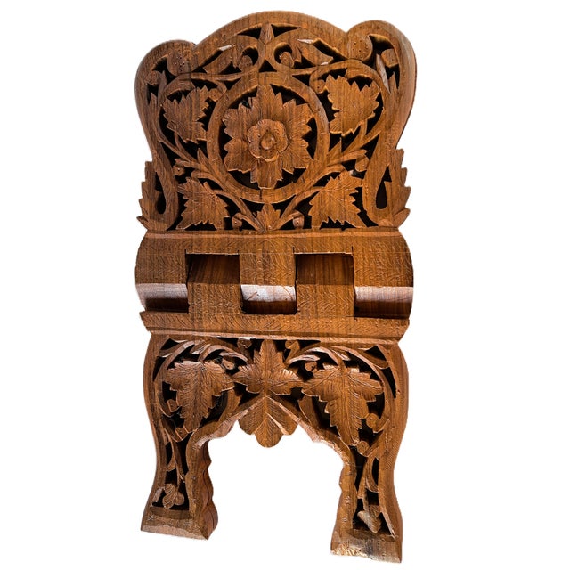 Late 20th Century Indian Hand-Carved Sandalwood Book Stand For Sale In Washington DC - Image 6 of 7