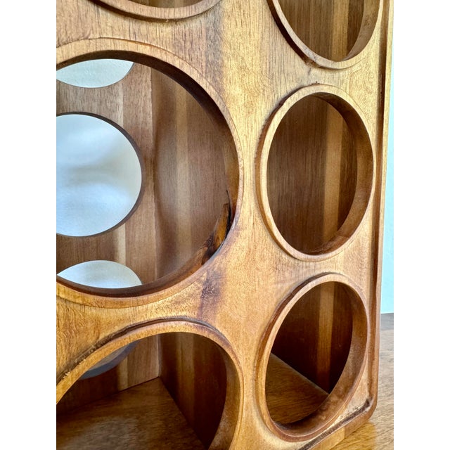 Mid 20th Century Vintage Mid Century Modern Walnut Wine Rack, Holds 6 Bottles For Sale - Image 9 of 9