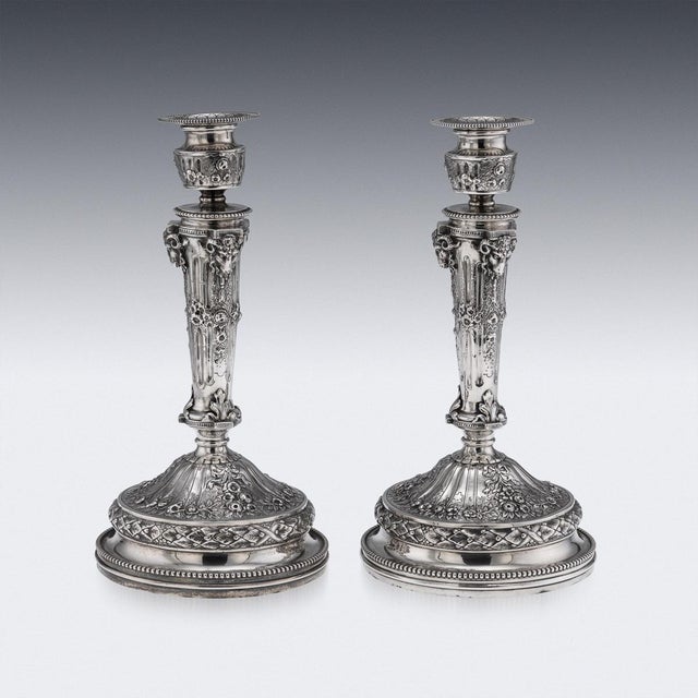 Antique 19th Century German Silver Candlesticks, Hanau, 1870s, Set of 2 For Sale - Image 4 of 18