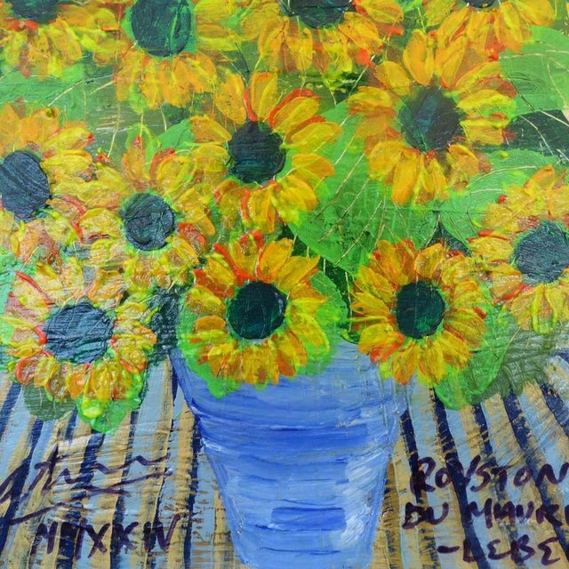 Royston du Maurier-Lebek, Yellow Daisies, Oil Painting on Canvas, Framed For Sale - Image 11 of 15