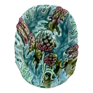 19th Century Majolica Asparagus Platter Keller and Guerin Luneville
