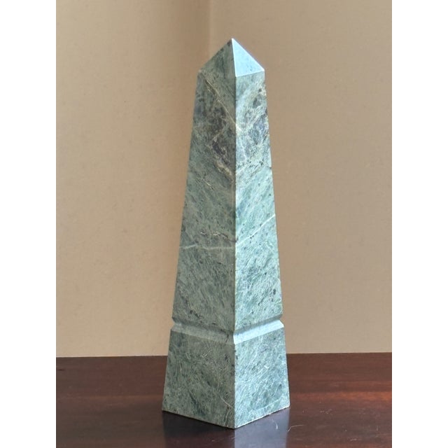 Mid 20th Century 12" Neoclassical Style Green Marble Obelisk For Sale - Image 5 of 17
