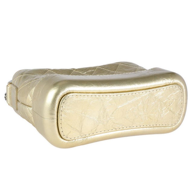 Gold Quilted Calfskin Small Gabrielle Hobo For Sale In New York - Image 6 of 8