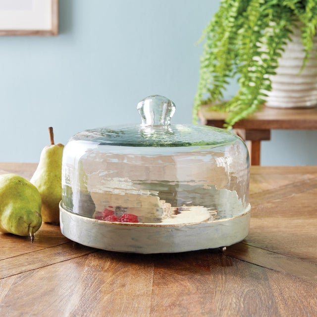 This charming tray and cloche set is the is made for the modern homemaker. The iron tray is finished in a muted green...