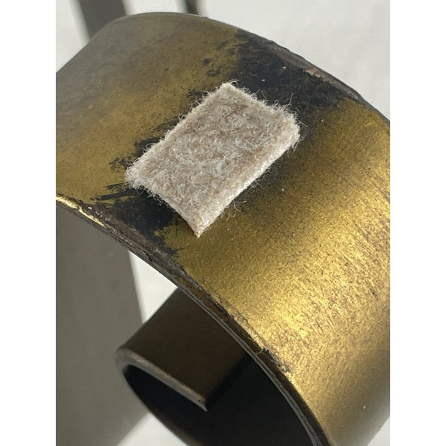 Mid 20th Century Vintage Art Deco Gilt Wrought Iron Table Base and Glass Top For Sale - Image 9 of 10