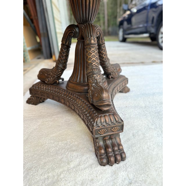 1980s Round Regency Style Center Table With Koi Motif Pedestal For Sale - Image 13 of 16