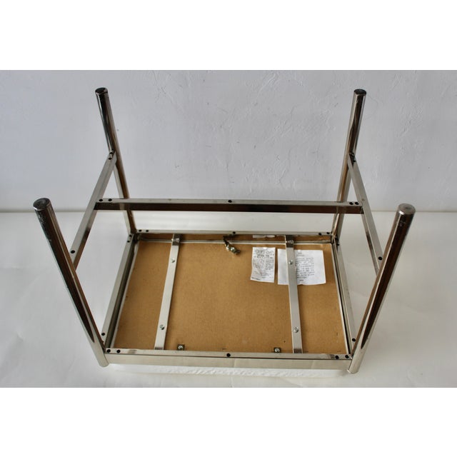 Ivory 1970s George Koch & Sons Chrome Rectangular Padded Tufted Ivory Vinyl Seat Vanity Stool For Sale - Image 8 of 11
