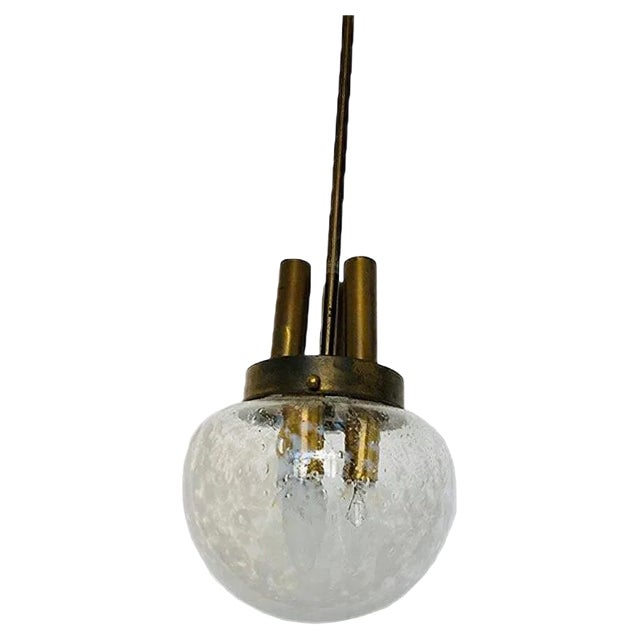 Brass & Glass Ceiling Lamps, 1950s, Set of 2 For Sale