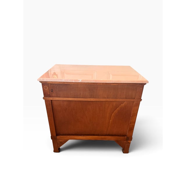 Late 20th Century Pair of Colombo Mobili Italian Empire Plume Walnut & Pink Marble Nightstands For Sale In Boston - Image 6 of 18