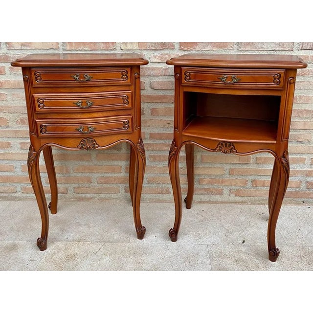 Louis XVI Style Nightstands with Drawers and Cabriole Legs, 1960s, Set of 2 For Sale - Image 11 of 13
