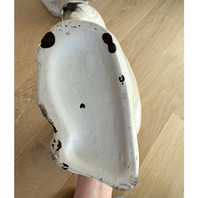 White Antique Late 19th Century Large English Staffordshire Black & White Spaniels - A Pair For Sale - Image 8 of 10