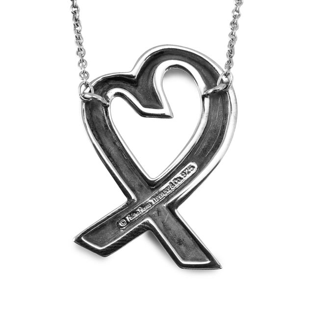 Tiffany and Co. Tiffany & Co. Paloma Picasso Loving Heart Sterling Silver Pendent Necklace For Sale - Image 4 of 10