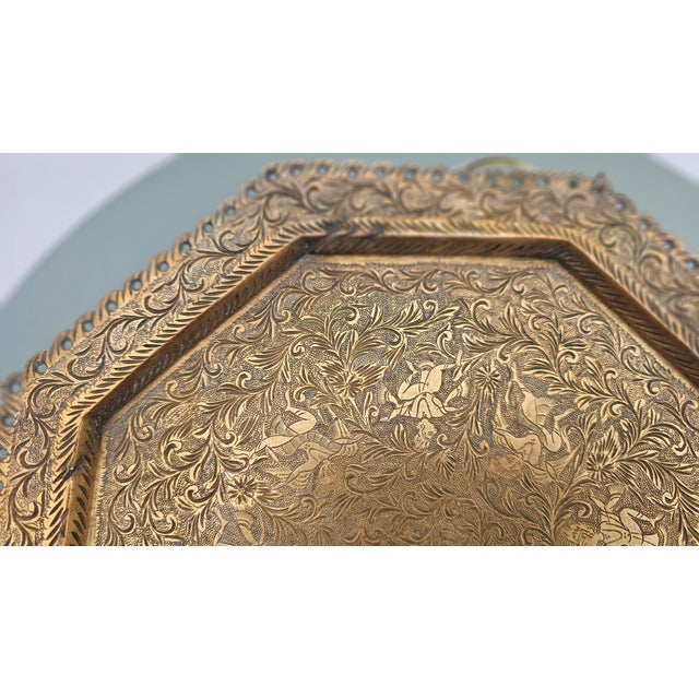 1920s Art Deco Octagonal Openwork Brass Tray, Kashmir, 1920s For Sale - Image 5 of 6