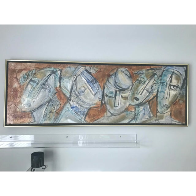 1950s Mid 20th Century Abstract Faces Impasto Oil Painting by Moshe Katz, Framed For Sale - Image 5 of 12