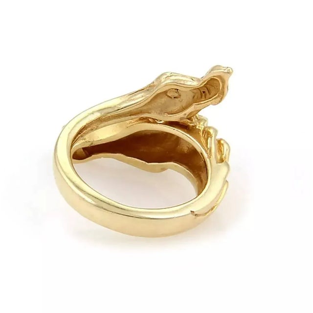Horse Design Bypass 14k Yellow Gold Ring For Sale - Image 4 of 7