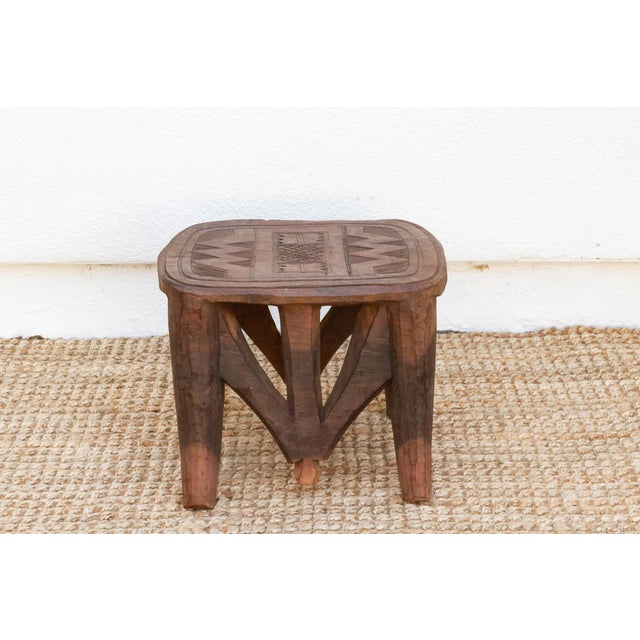 Tribal Geometric African Stool For Sale In Los Angeles - Image 6 of 8