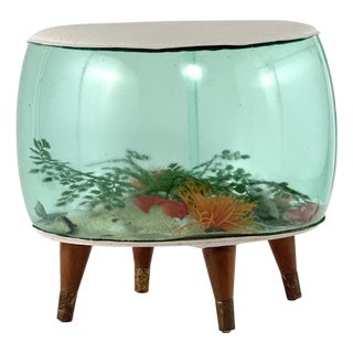 Vintage 1960s Mid-Century Modern Inflatable Aquarium Stool Ottoman Fish Tank Footstool For Sale