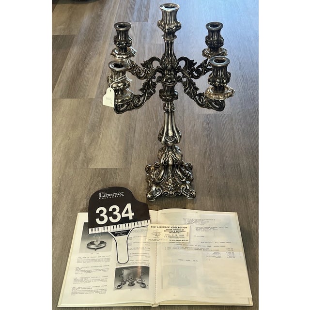 Rococo Liberace Collection Sterling Silver 22.5" Candelabra With Christie's Provenance For Sale - Image 3 of 18
