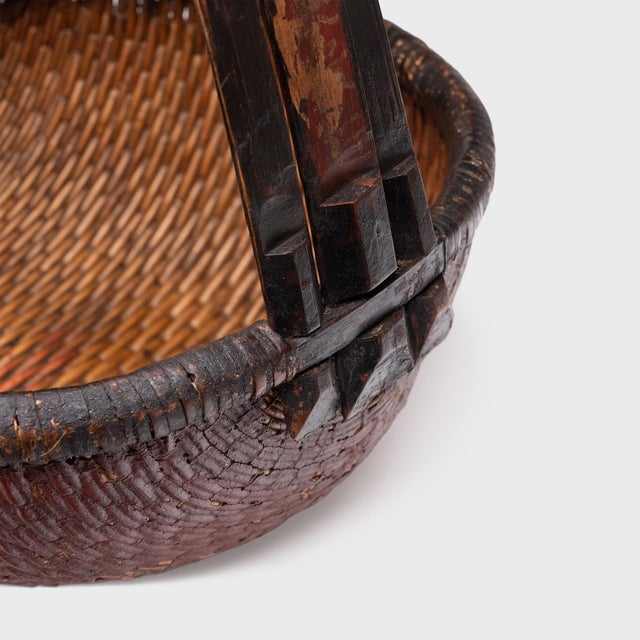 Antique Chinese Lacquered Market Basket, Early 20th Century For Sale - Image 4 of 4